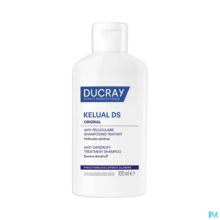 productshot van Ducray Kelual DS Verzorgende Shampoo tegen Schilfertjes en Voorkomt Nieuwe Opflakkeringen Flacon 100 ml
