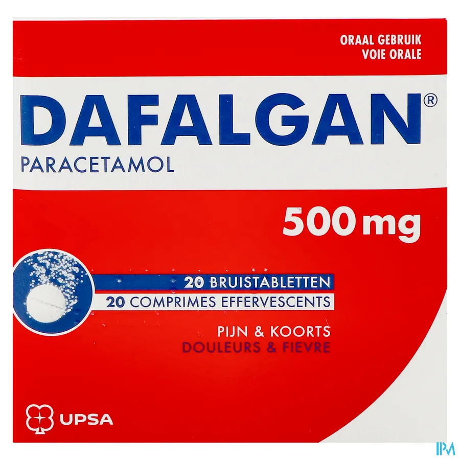 packshot van Dafalgan 500 mg 20 Bruistabletten