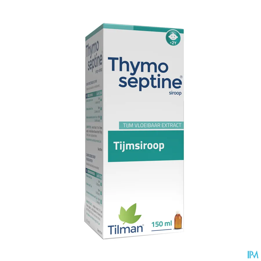 packshot van Thymoseptine Slijmoplossende Siroop op Basis van Tijm 150 ml