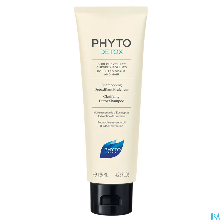 packshot van Phyto Detox Pre-Shampoo Zuiverend Masker voor Vervuild Haar en Hoofdhuid met Etherische Eucalyptusolie, Ghassoul en Grote Klis Extract Tube 125 ml