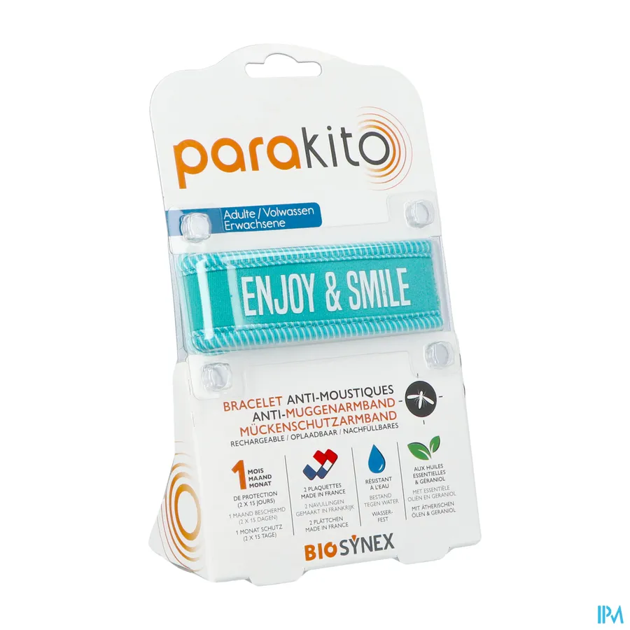 packshot van Para'kito Armband Volwassen Enjoy & Smile Blauw