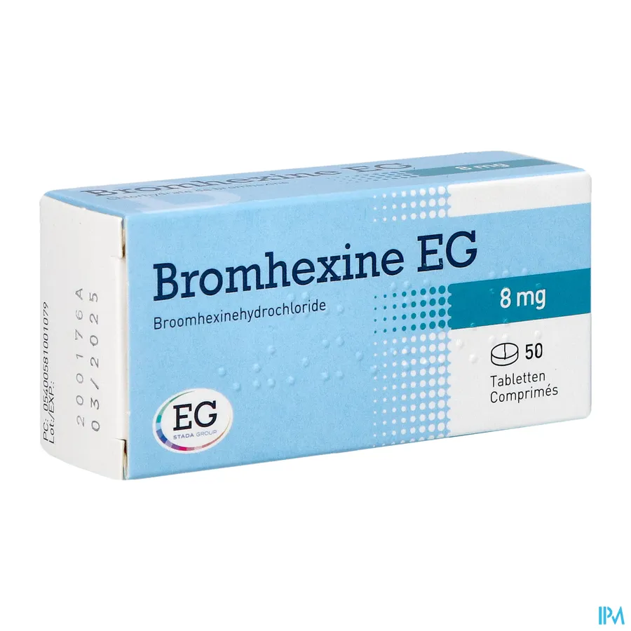 packshot van Bromhexine EG 8mg 50 tabl