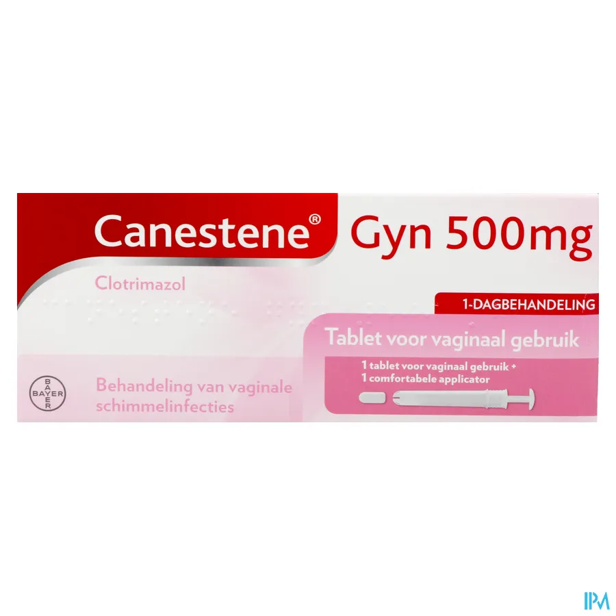 packshot van Canestene Gyn 500 mg Clotrimazole 1 Tablet voor Vaginaal Gebruik