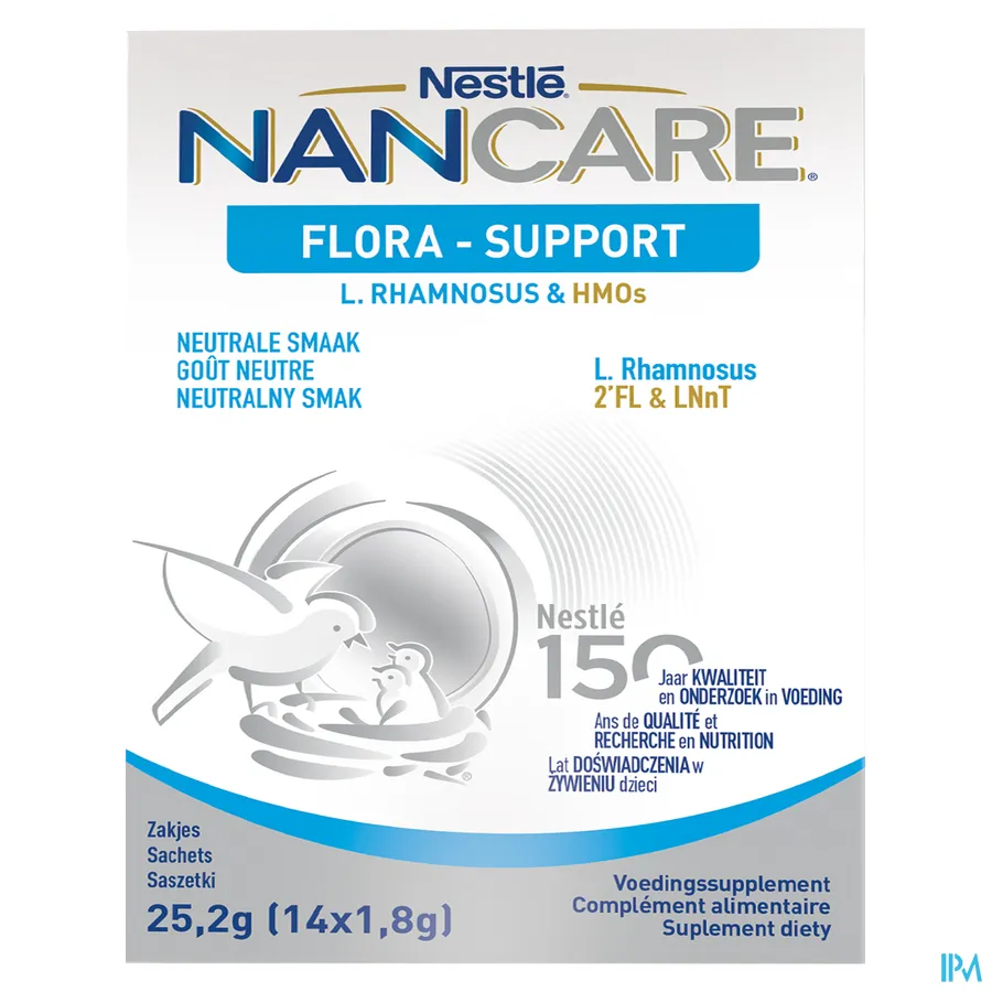 packshot van Nestlé Nancare Flora Support Poeder 14 x 1,8 g