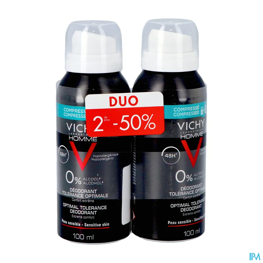 packshot van Vichy Homme Deodorant Aero Optimale Tolerantie 48h Duo Promo* 2 x 100 ml