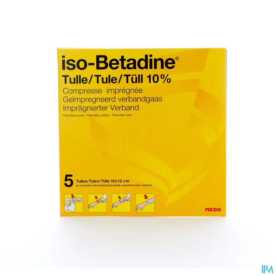 packshot van Iso-Betadine Tulle 5 kompressen