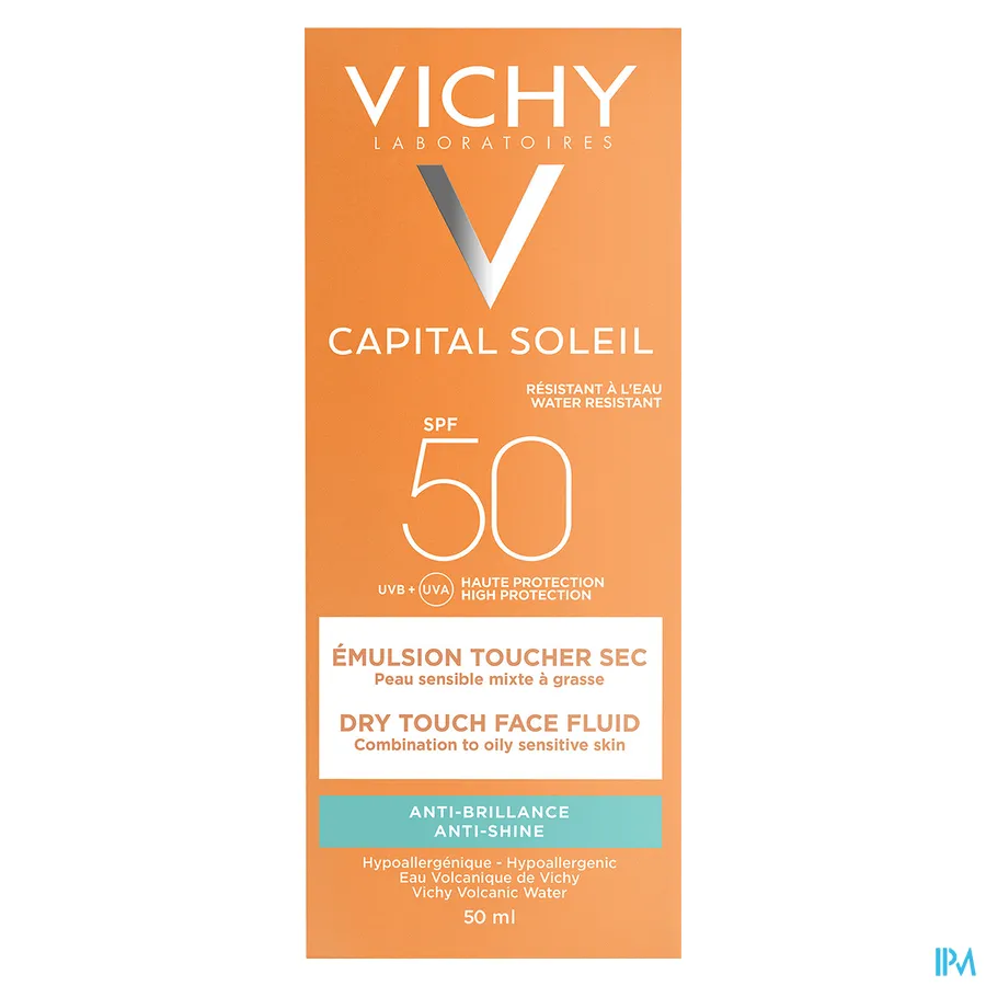 packshot van Vichy Ideal Soleil Emulsie Mat Dry Touch SPF50+ 50 ml