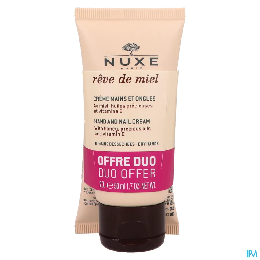 packshot van Nuxe Reve De Miel Hand-Nagelcreme Tube 2 x 50 ml Nuxe