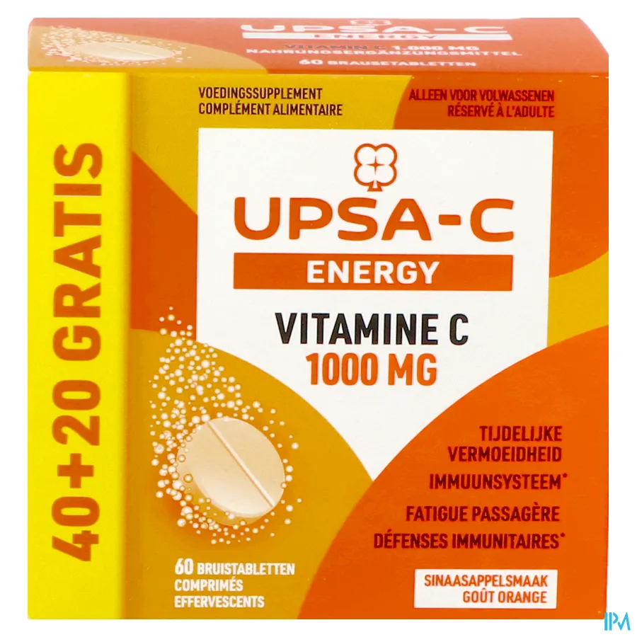 packshot van Upsa C Energy 1000mg 60 bruistabletten