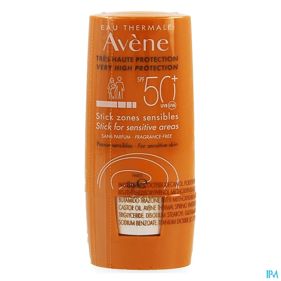 packshot van Avène Zonnestick voor Gevoelige Zones SPF 50+ 8 g