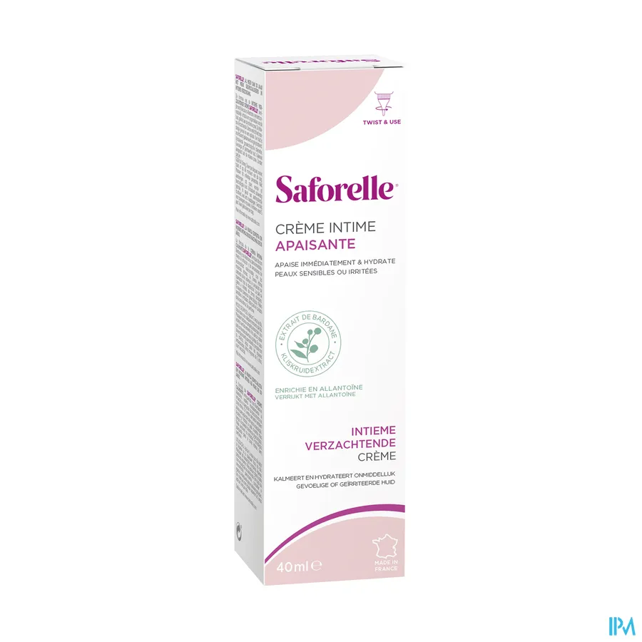 packshot van Saforelle Verzachtende Intieme Crème bij Irritaties en Ongemakken van de Huid met Kliskruid en Allantoïne Tube 40 ml