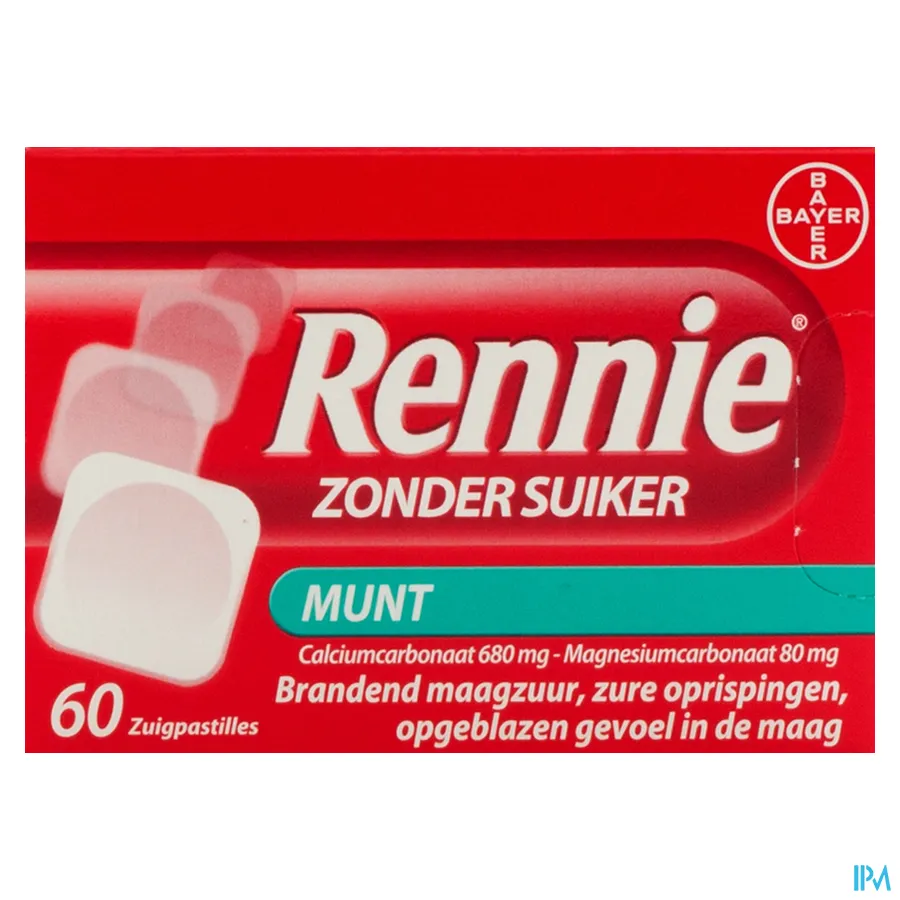 packshot van Rennie Mint zonder Suiker 60 Kauwtabletten