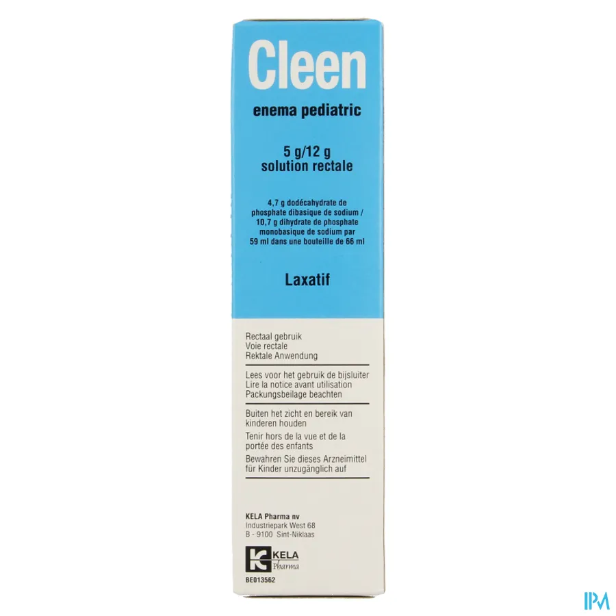 packshot van Cleen Pediatrisch Enema -Laxativum - Oplossing voor Rectaal Gebruik 66 ml