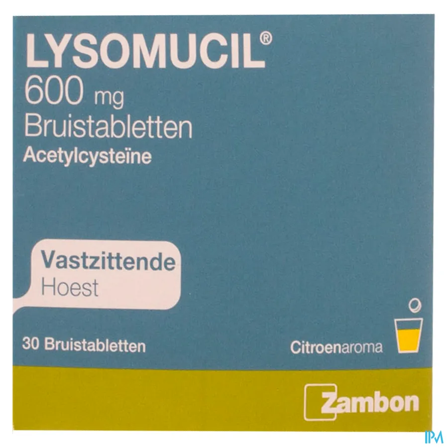 packshot van Lysomucil 600mg 30 bruistabletten