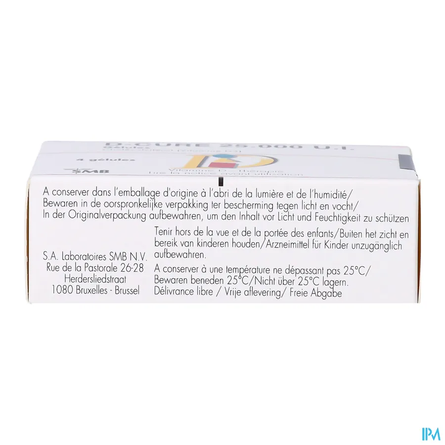 packshot van D-Cure 25000 UI 4 Gelulen