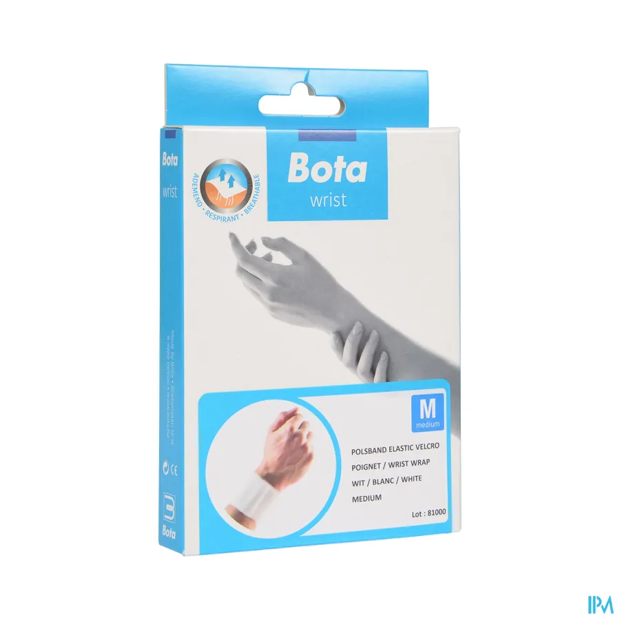 packshot van Bota polsband elastisch velcro wit M