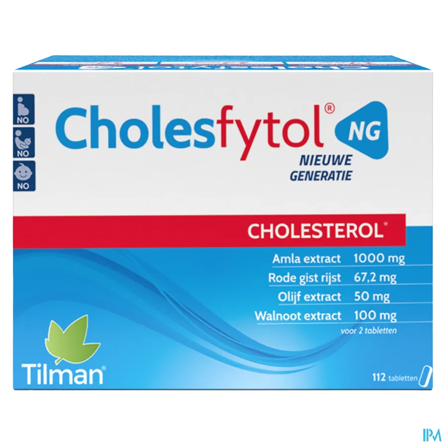 packshot van Cholesfytol NG voor Cholesterol met Rode Gist Rijst en Olijfextract 112 Tabletten