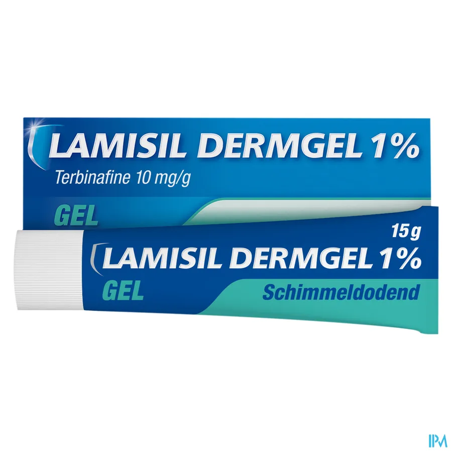 packshot van Lamisil Dermgel 1% Schimmeldodende Gel Tube 15 g