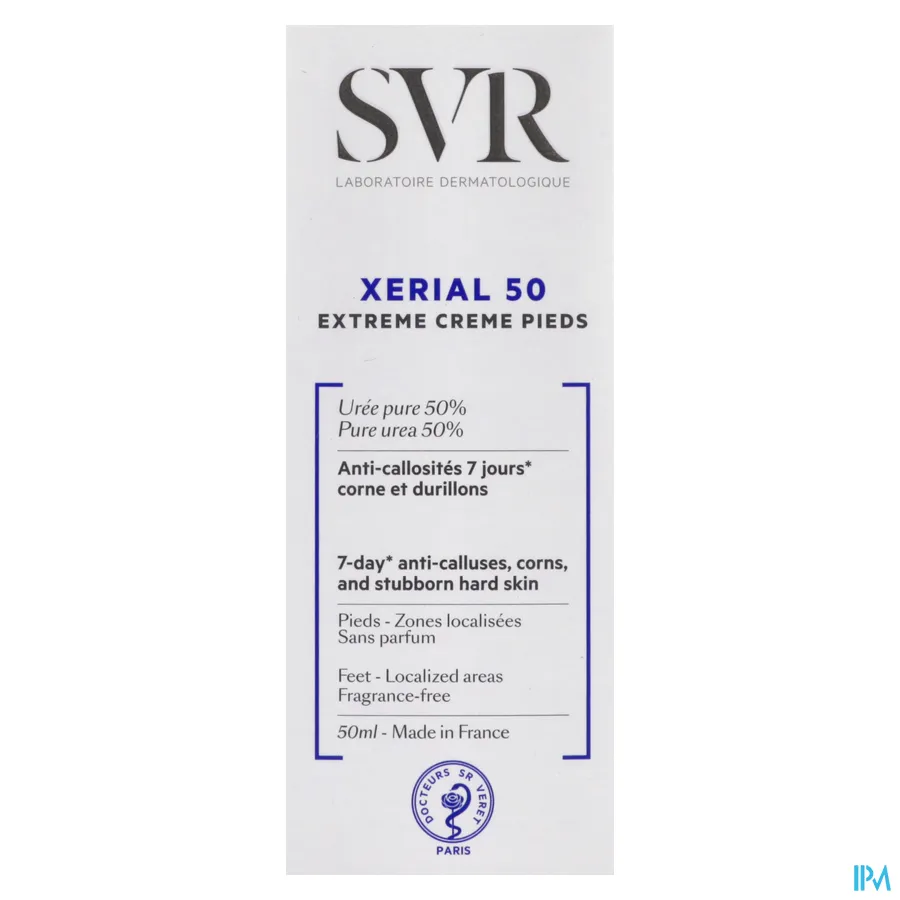 packshot van SVR Xérial 50 Extrême Voetcrème met 50% Ureum voor Eeltplekken, Verhardingen en Ruwheden 50 ml