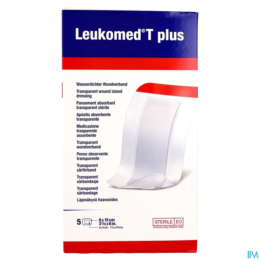 packshot van Leukomed T Plus Steriel Wondverband 8 x 15 cm 5 stuks