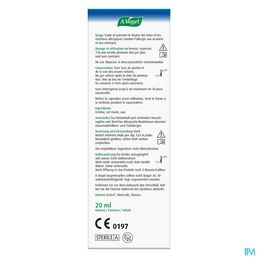 packshot van A. Vogel Pollinosan Hooikoorts Neusspray -voor Behandeling en Preventie van Hooikoorts en Vergelijkbare Allergische Reacties- Flacon 20 ml