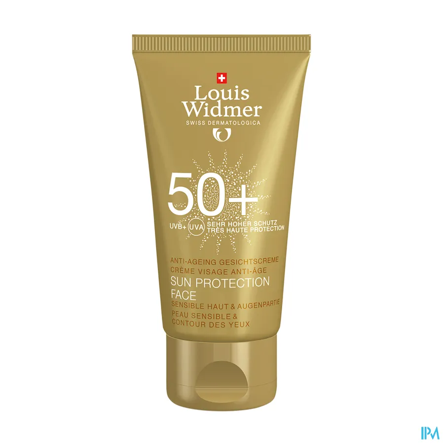packshot van Louis Widmer Zonnebescherming Gezicht 50+ Licht Geparfumeerd 50 ml