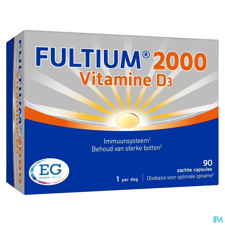 packshot van Fultium 2000 Vitamine D3 90 capsules
