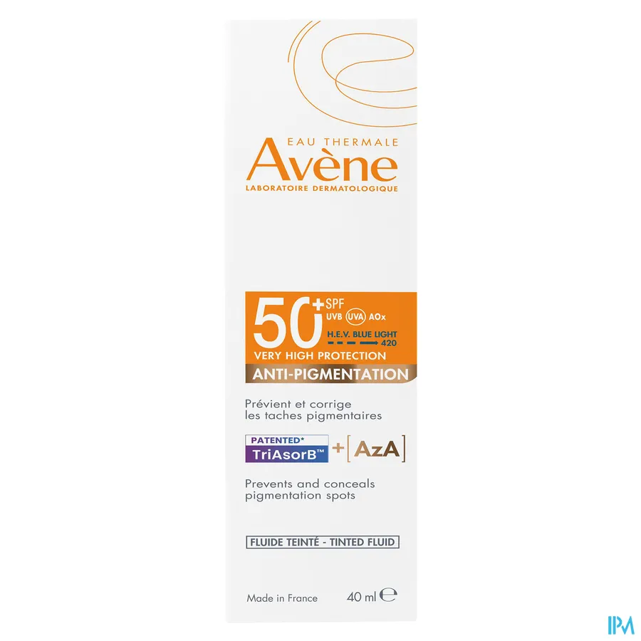 packshot van Avène Anti-Pigmentation Getinte Zonnefluid SPF 50+ 40 ml