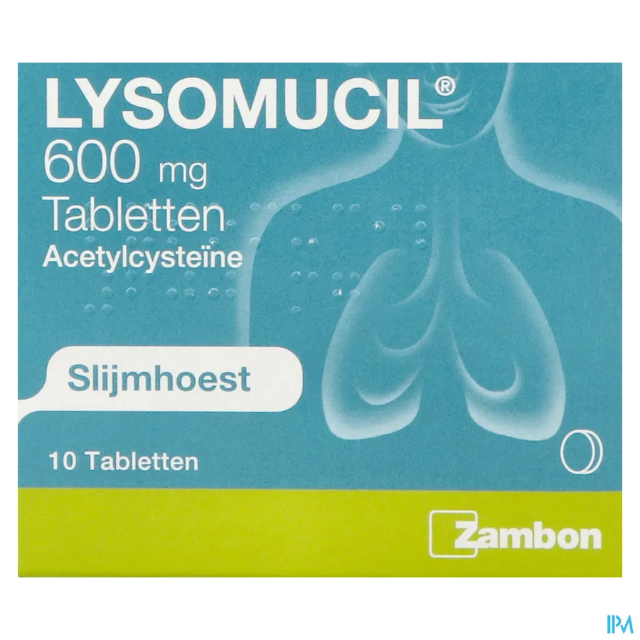 packshot van Lysomucil 600mg 10 tabl