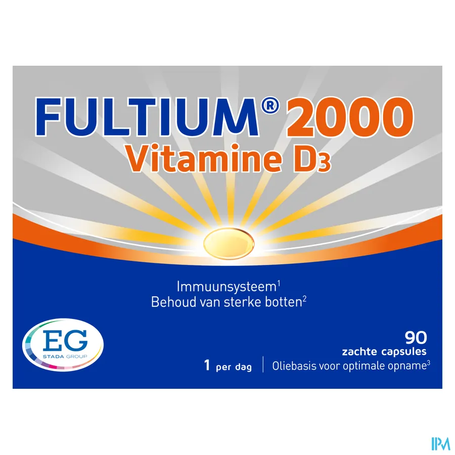 packshot van Fultium 2000 Vitamine D3 90 capsules