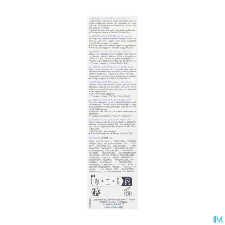 packshot van Uriage Bariederm Cica Crème 40 ml