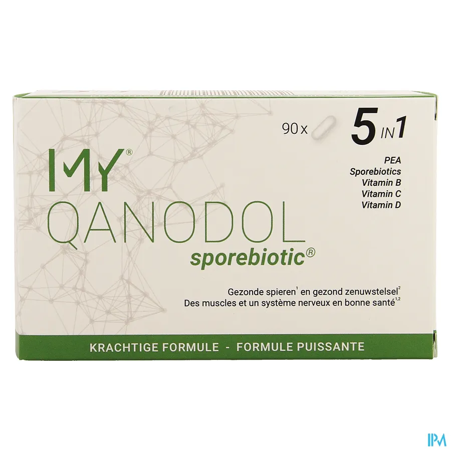 packshot van My Qanadol voor Gezonde Spieren en Gezond Zenuwstelsel 5-in-1 met Sporebiotica, PEA en 3 Vitamines 90 Capsules