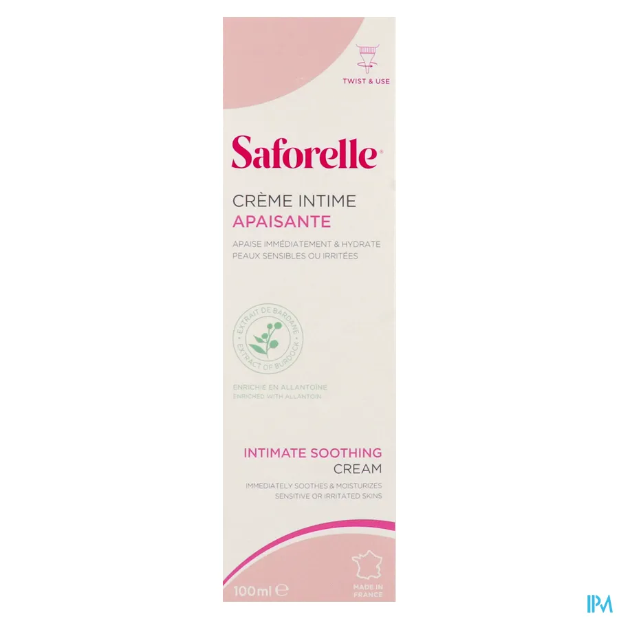 packshot van Saforelle Verzachtende Intieme Crème bij Irritaties en Ongemakken van de Huid met Kliskruid en Allantoïne Tube 100 ml