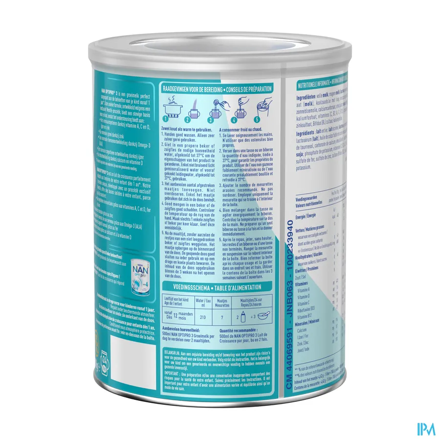 packshot van Nan Optipro 3 Groeimelk vanaf 10 maanden Pot 800 g