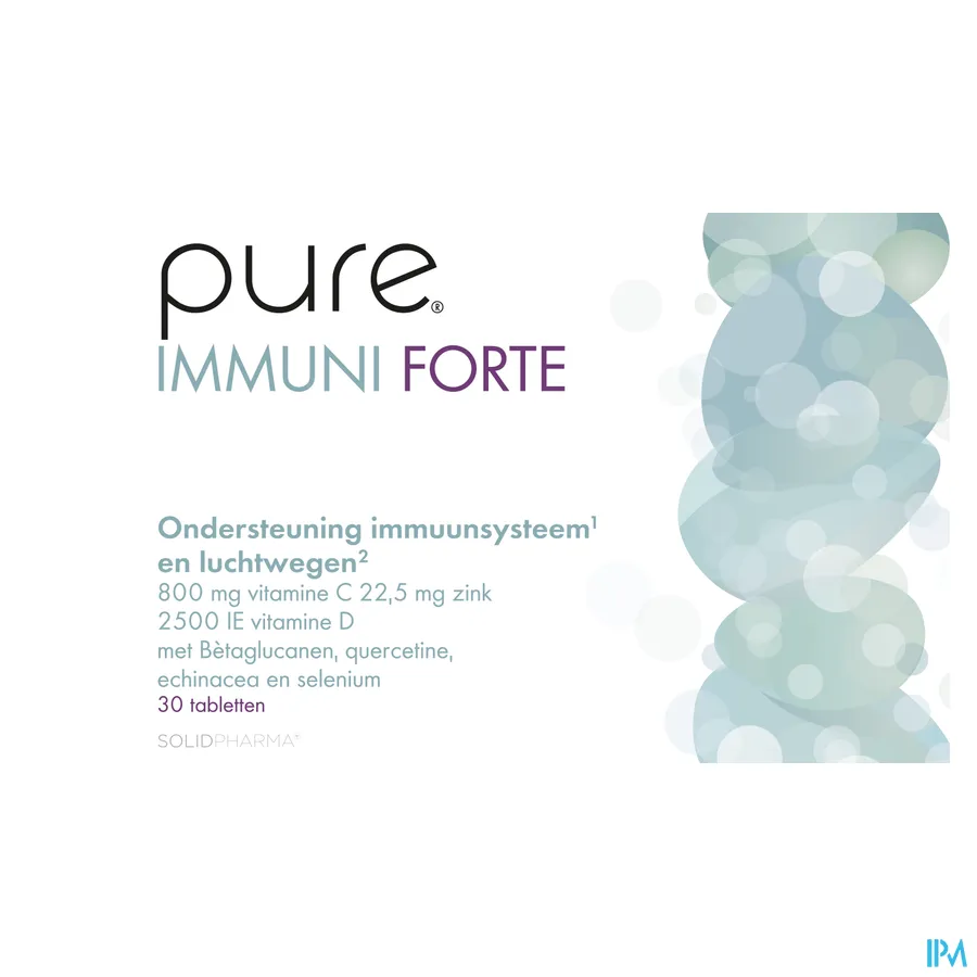 packshot van Pure Immuni Forte voor Ondersteuning Immuunsysteem en Luchtwegen 30 Tabletten