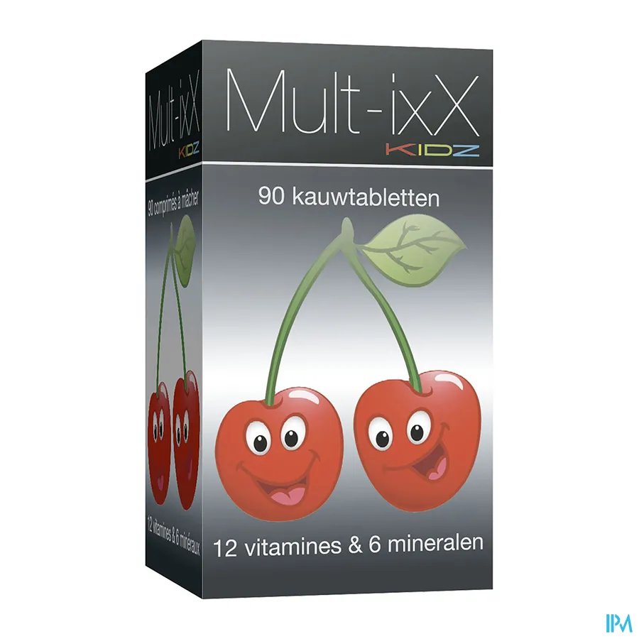 packshot van Mult-ixX Kidz met 12 Vitamines en 6 Mineralen 90 Kauwtabletten
