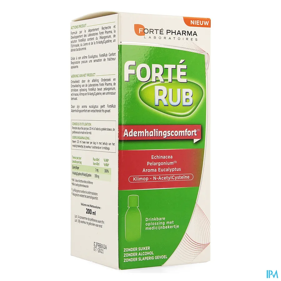 packshot van Forté Rub voor Ademhalingscomfort Oplossing 200 ml