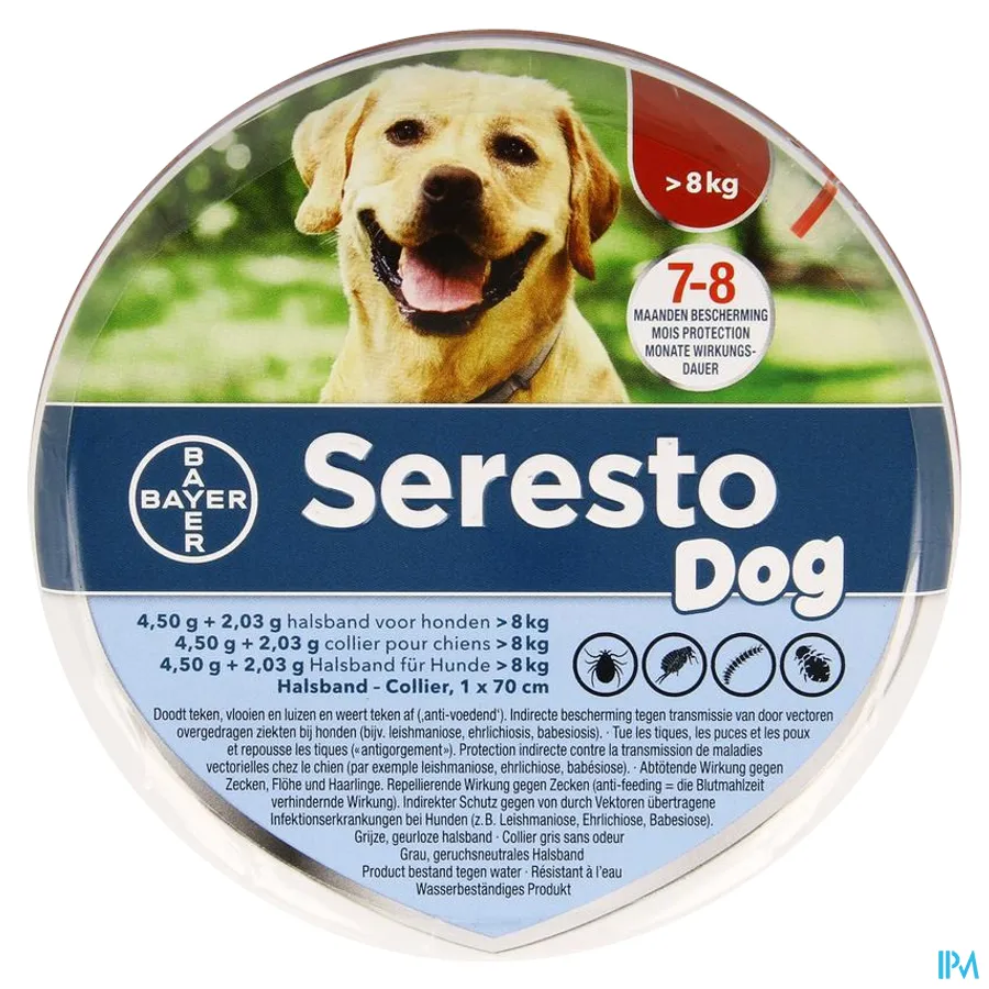 packshot van Seresto Halsband 4,5g + 2,03g Grote Hond > 8 kg 1 stuk