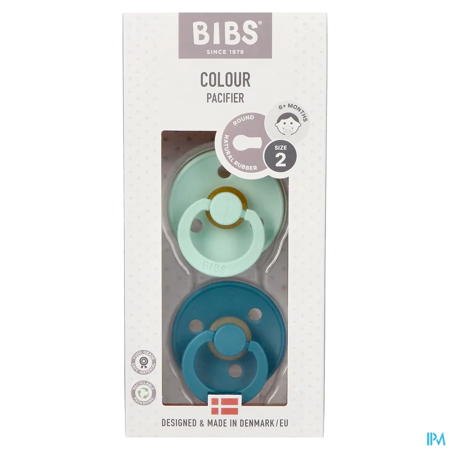 packshot van Bibs 2 Fopspeen Duo Mint/forest Lake 2