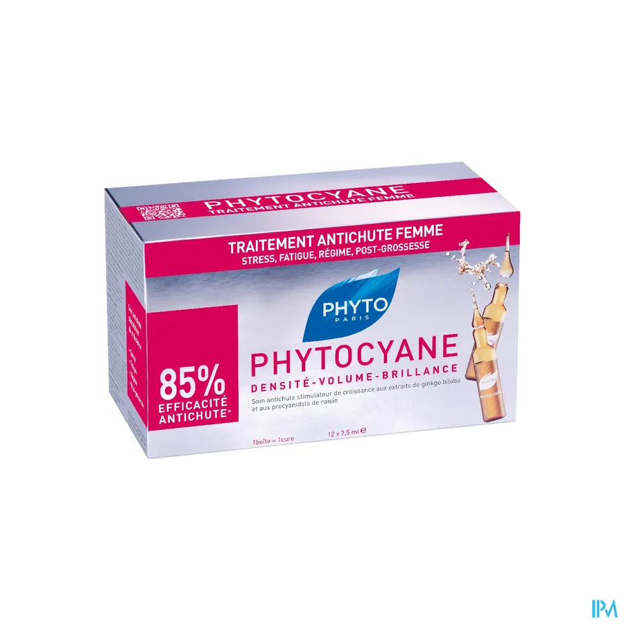 packshot van Phyto Phytocyane Groeistimulerende Verzorging tegen Haaruitval bij Vrouwen Ampullen 12 x 7,5 ml