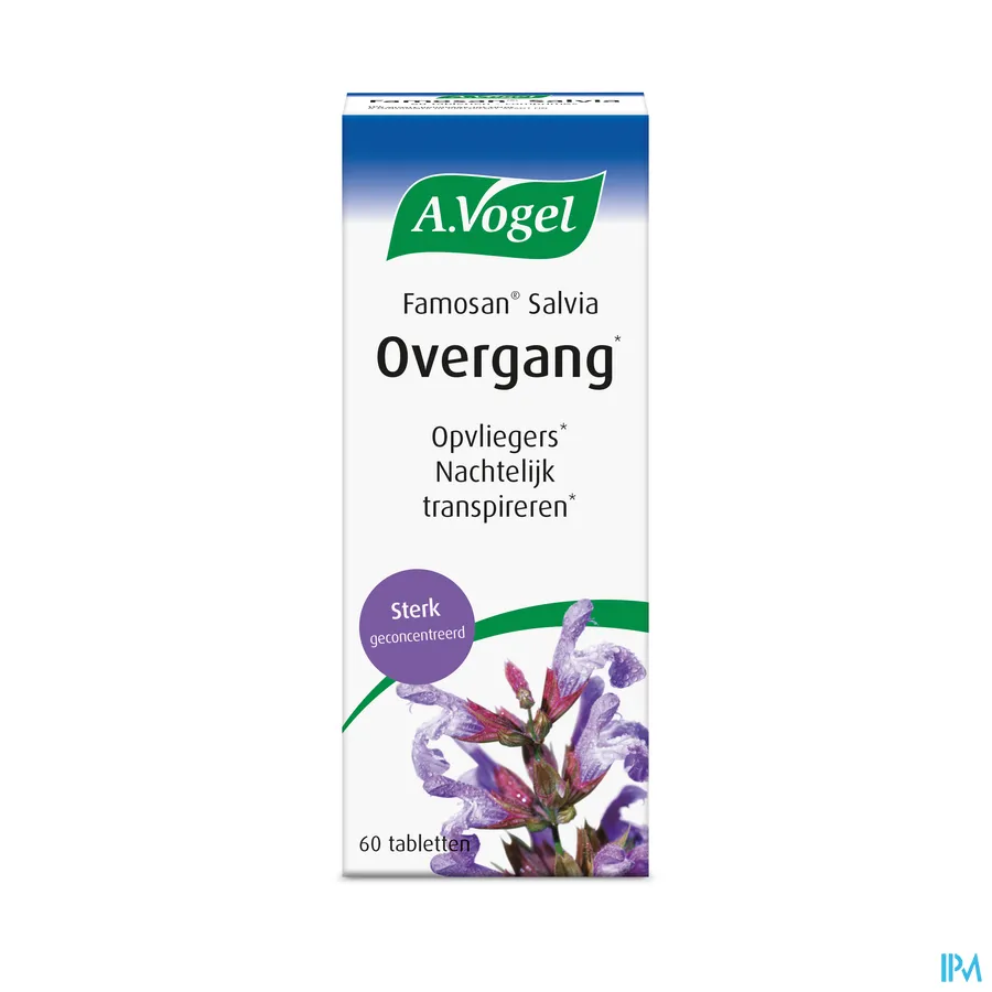 packshot van A. Vogel Famosan Salvia Sterk Geconcentreerde Formule tegen Opvliegers 60 Tabletten