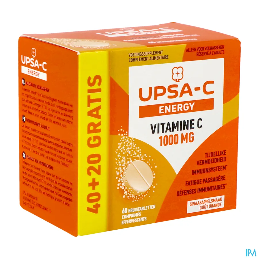 packshot van Upsa C Energy 1000mg 60 bruistabletten