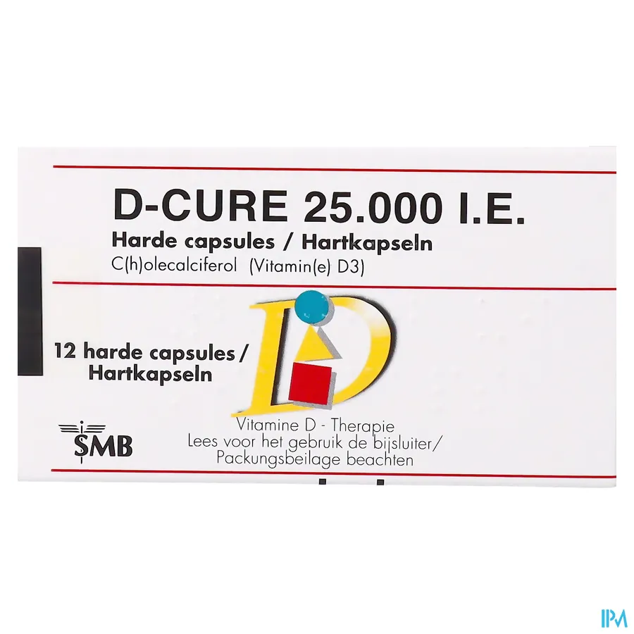 packshot van D Cure 25000 IE 12 Gelulen