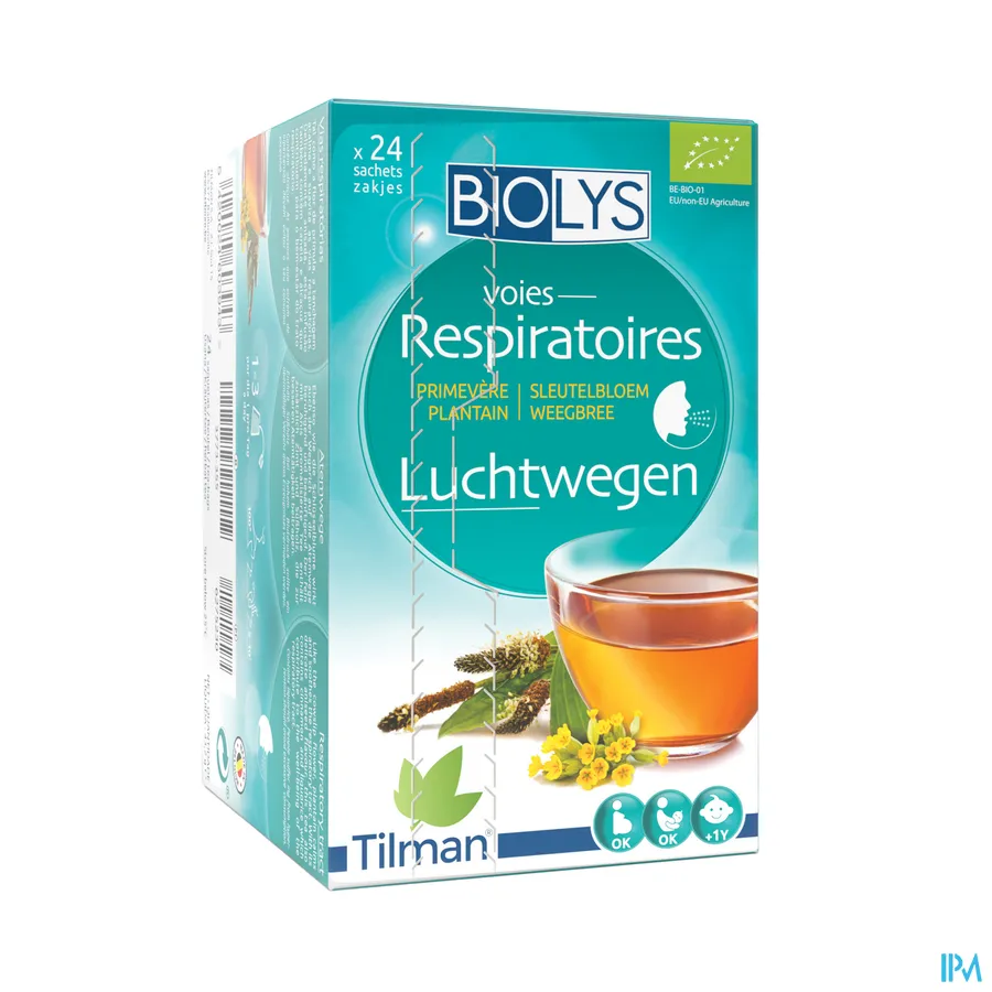 packshot van Tilman Biolys Luchtwegen Sleutelbloem-Weegbree 24 zakjes
