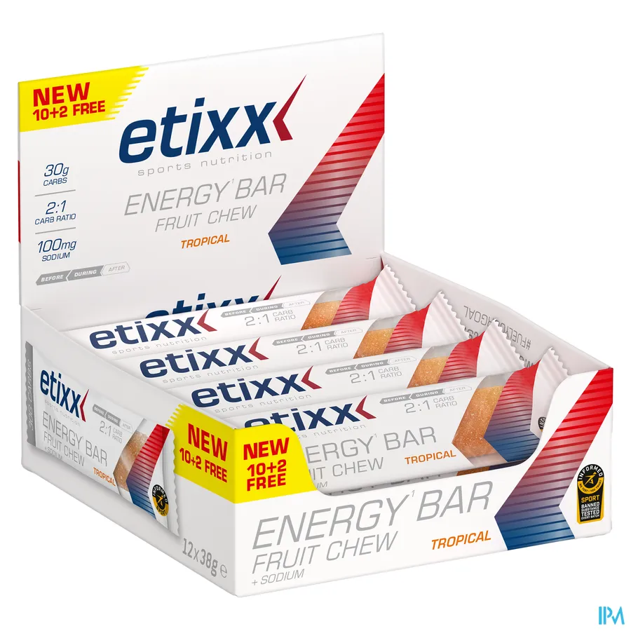 packshot van Etixx Energy Bar Fruit Tropical 12x38g