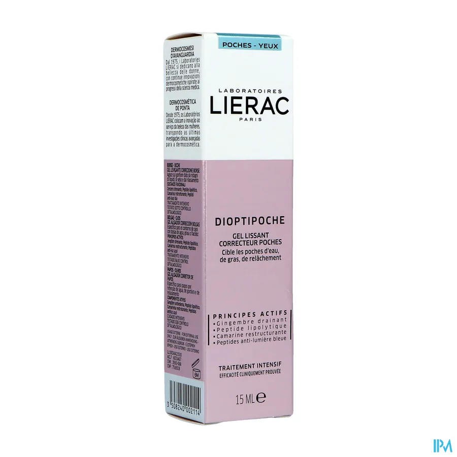 packshot van Lierac Dioptipoche Gladmakende Gel tegen Wallen voor Ogen Tube 15 ml