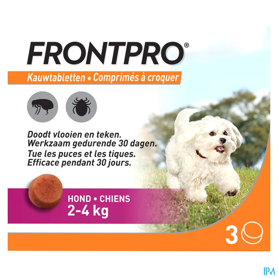 packshot van Frontpro Kauwtabletten 11 mg Hond 2-4 kg 3 kauwtabletten