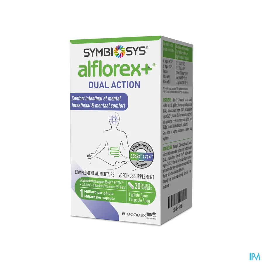 packshot van Symbiosys Alflorex+ Dual Action 30 capsules
