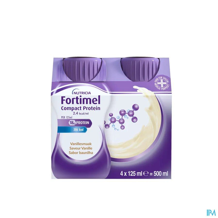 packshot van Fortimel Compact Protein 2.4kcal Vanilla 4x125ml