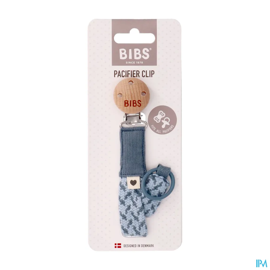 packshot van Bibs Fopspeenketting Braided Petrol & baby Blue